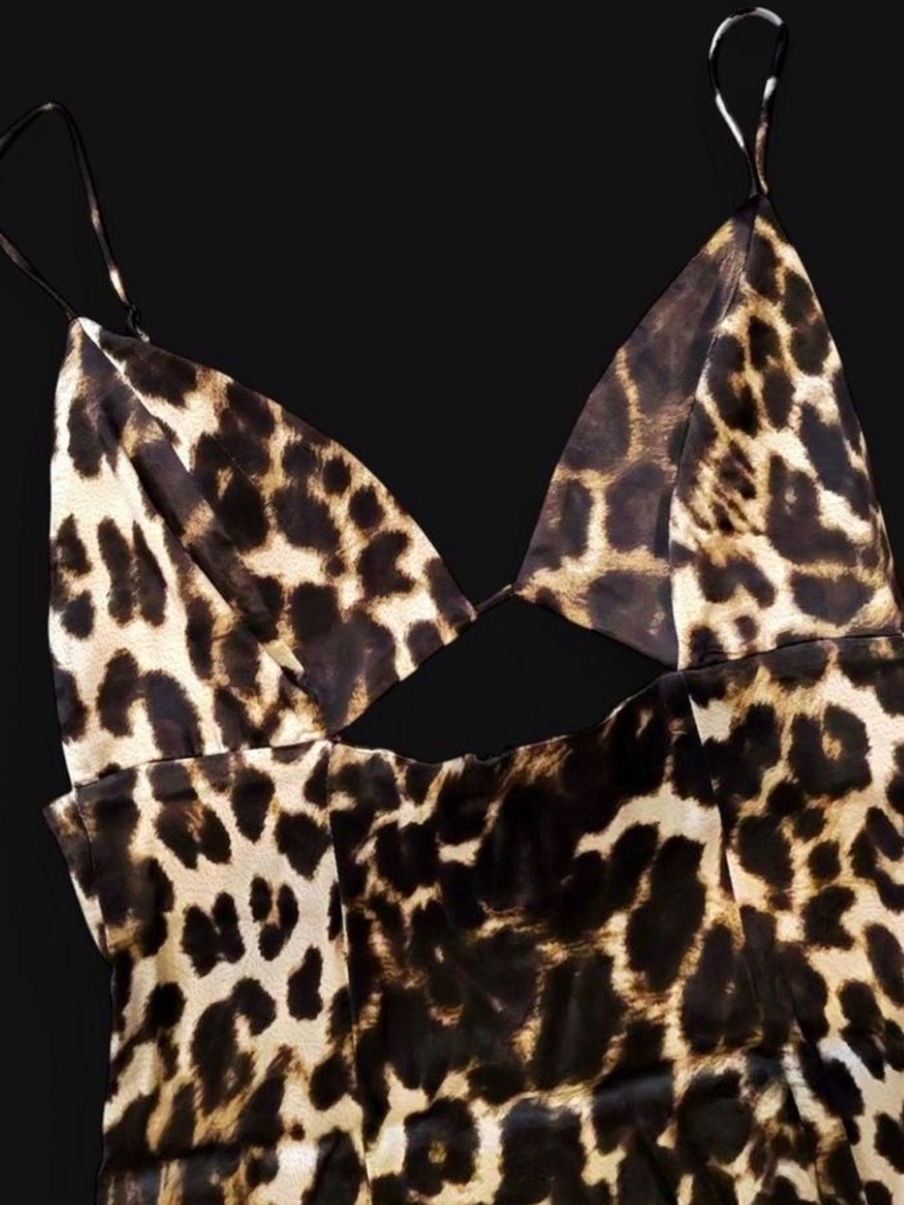 Zara Leopard Print Satin Cami in Brown and Black